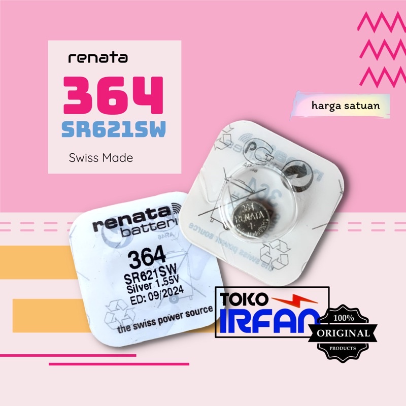 (ORIGINAL) BATERAI RENATA 364 SR621SW BATRAI JAM TANGAN PENGGANTI SR621 LR60 AG1 SR 621 SW