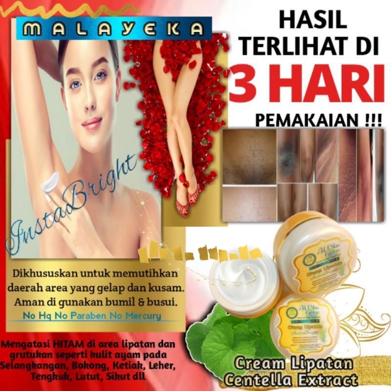 MALAYEKA CREAM PEMUTIH KETIAK Cream Pencerah Lipatan Bokong Leher dan Selangkangan