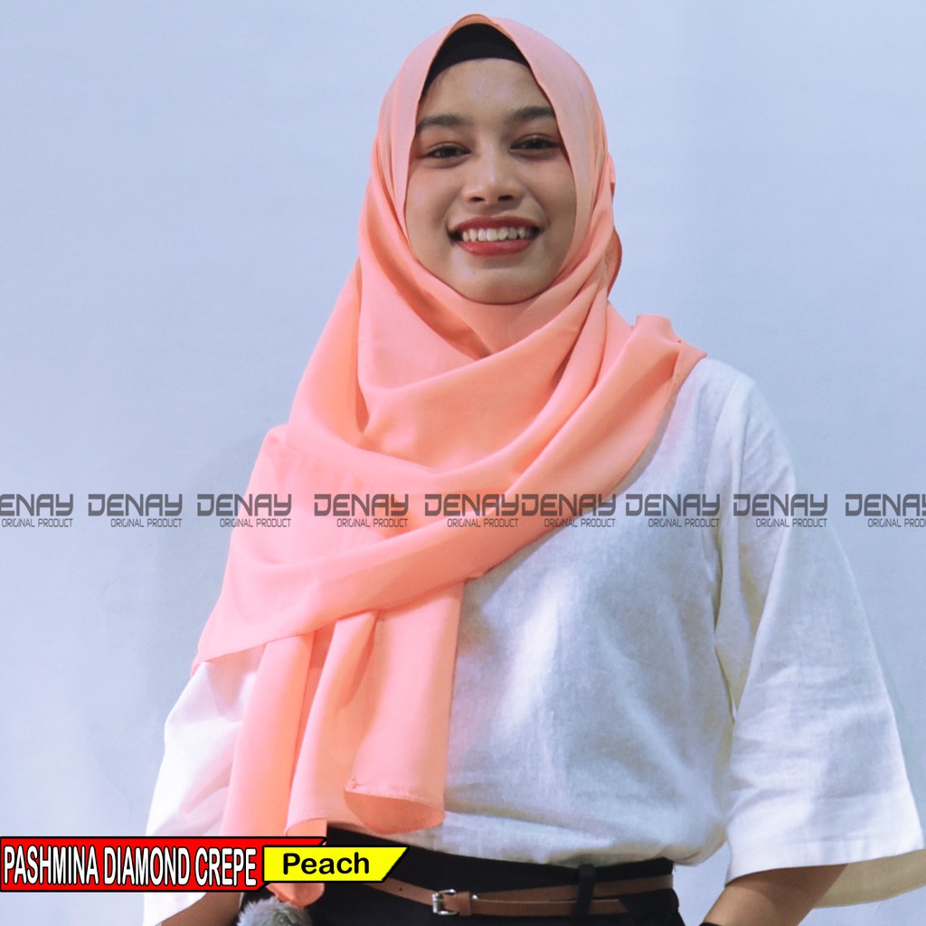 TOKODENAY - Hijab Pashmina Diamond Crepe - (200 X 75) Jahit Tepi Pashmina Jilbab Polos