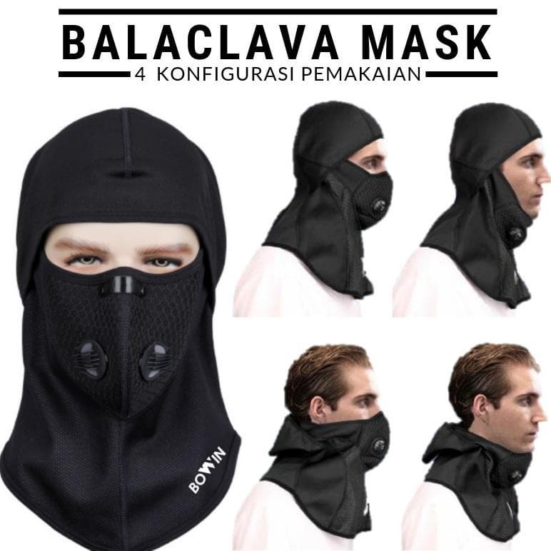 Bowin Masker Balaclava Full Face - Filter N99CV (Masker Motor - Ninja)