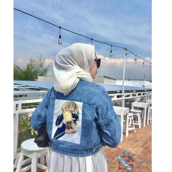 Jaket Jeans Crop Pita Emblem 3D // Jaket Pita Belakang "Cve31au22q"
