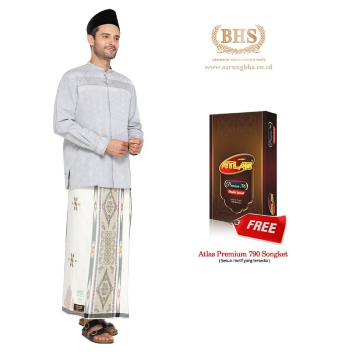 Sarung BHS Masterpiece Gold Motif Songket Jacquard Etnik Putih