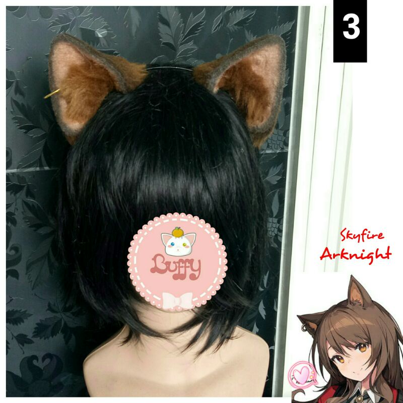 Bando kucing fur realistic nekomimi coklat cosplay halloween buffy kawaii cat ear fox wolf game