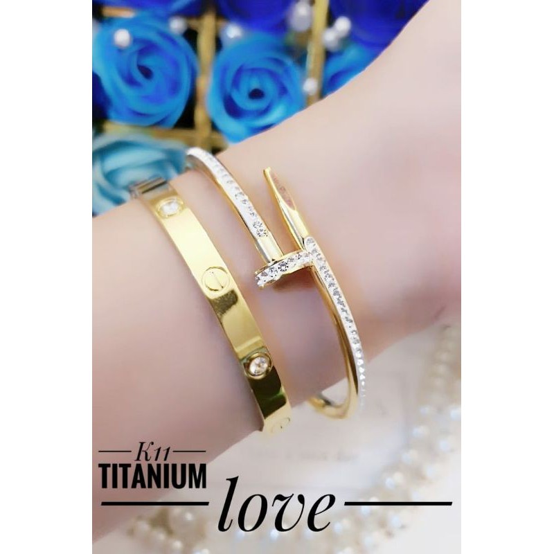 paket titanium gelang cart1er  750 dan gelang paku permata