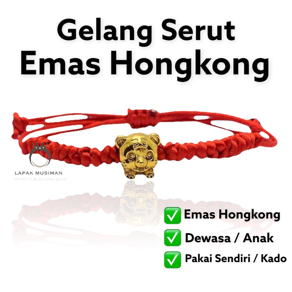 [Bayar di Tempat] Gelang Emas Hongkong 2022 Shio Macan Wanita Fengshui Keberuntungan