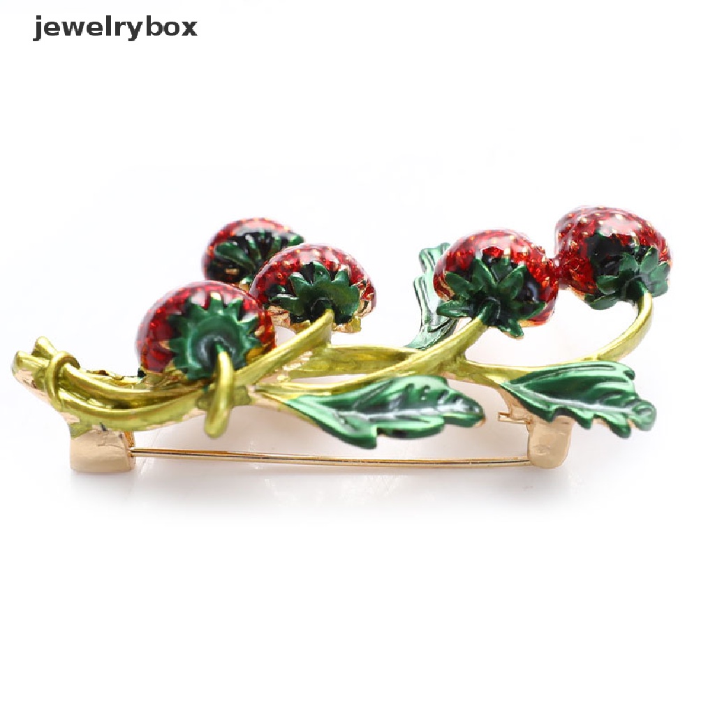 [jewelrybox] Bros Strawberry Pin Merah Desain Tanaman Jewellry Lucu Gaya Musim Panas Butik