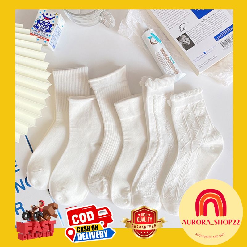 [COD] KAOS KAKI PUTIH PANJANG CUTE ALA KOREA IMPORT PREMIUM KAOS KAKI PUTIH DIATAS MATA KAKI MID SOCK KAOS KAKI WANITA RENDA
