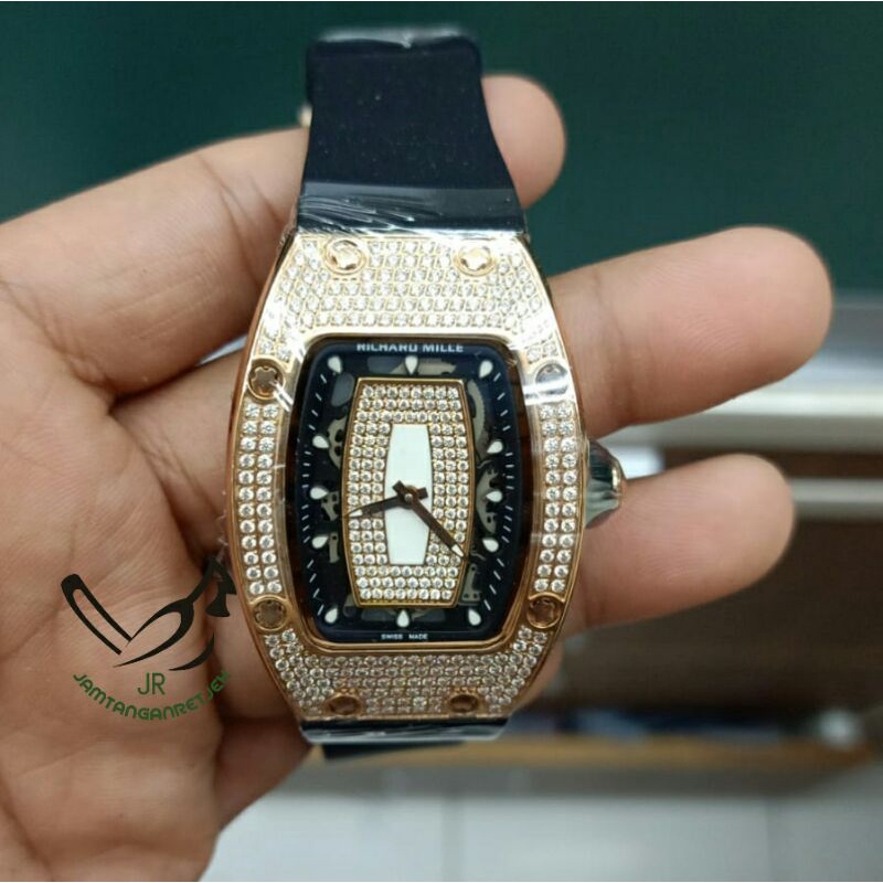 JAM TANGAN RM WANITA AUTOMATIC FULL MATA MESIN SWISS ETA TALI RUBBER KUALITAS ORIGINAL