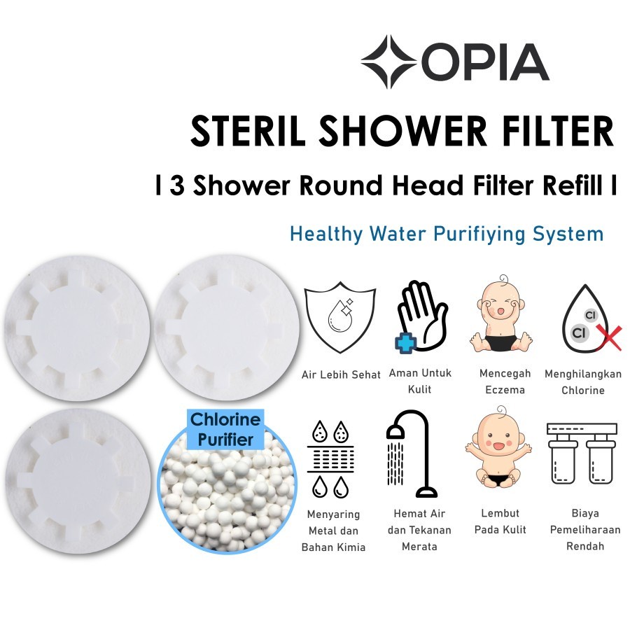 Opia Steril Shower Head Filter Refill Pack (3each/Pack)