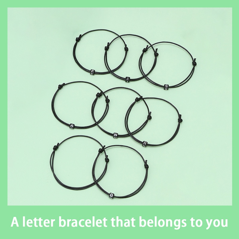 Korea Gelang Hitam Huruf Awal /Gelang Kustom Khusus Yang Kreatif Aksesoris Fashion