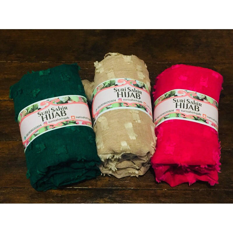 Kerudung S4 hijab syal pasmina rubiah kotak bulu polos hijau lumut