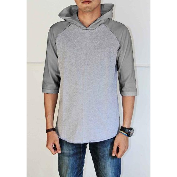 Tshirt / Kaos Raglan Hoodie Pria / Cowok Body Misty, Combed Murah Grosir