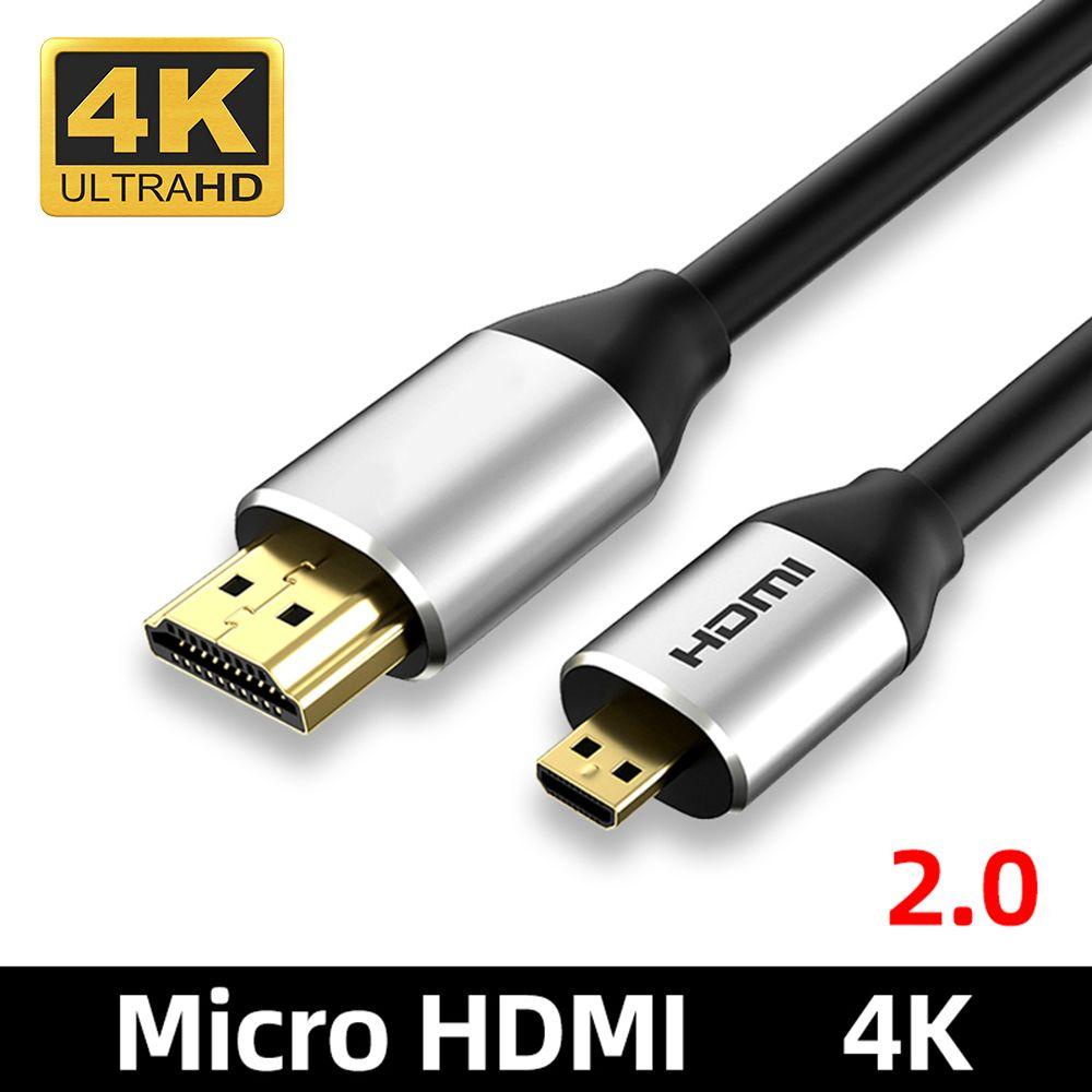 Top Micro HDMI To HDMI Cable Kamera Proyektor Jalur Konversi Lapis Emas 2.0 4K