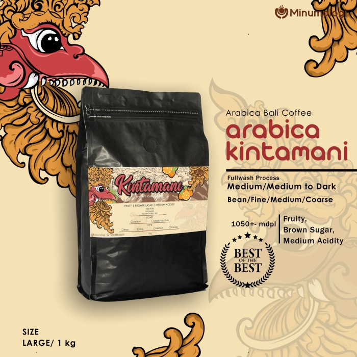 

DISKON - (BISA COD) Arabika Roasted bean / biji kopi 1 kg for Business - Kintamani Bali - Medium roast, Bean/Biji