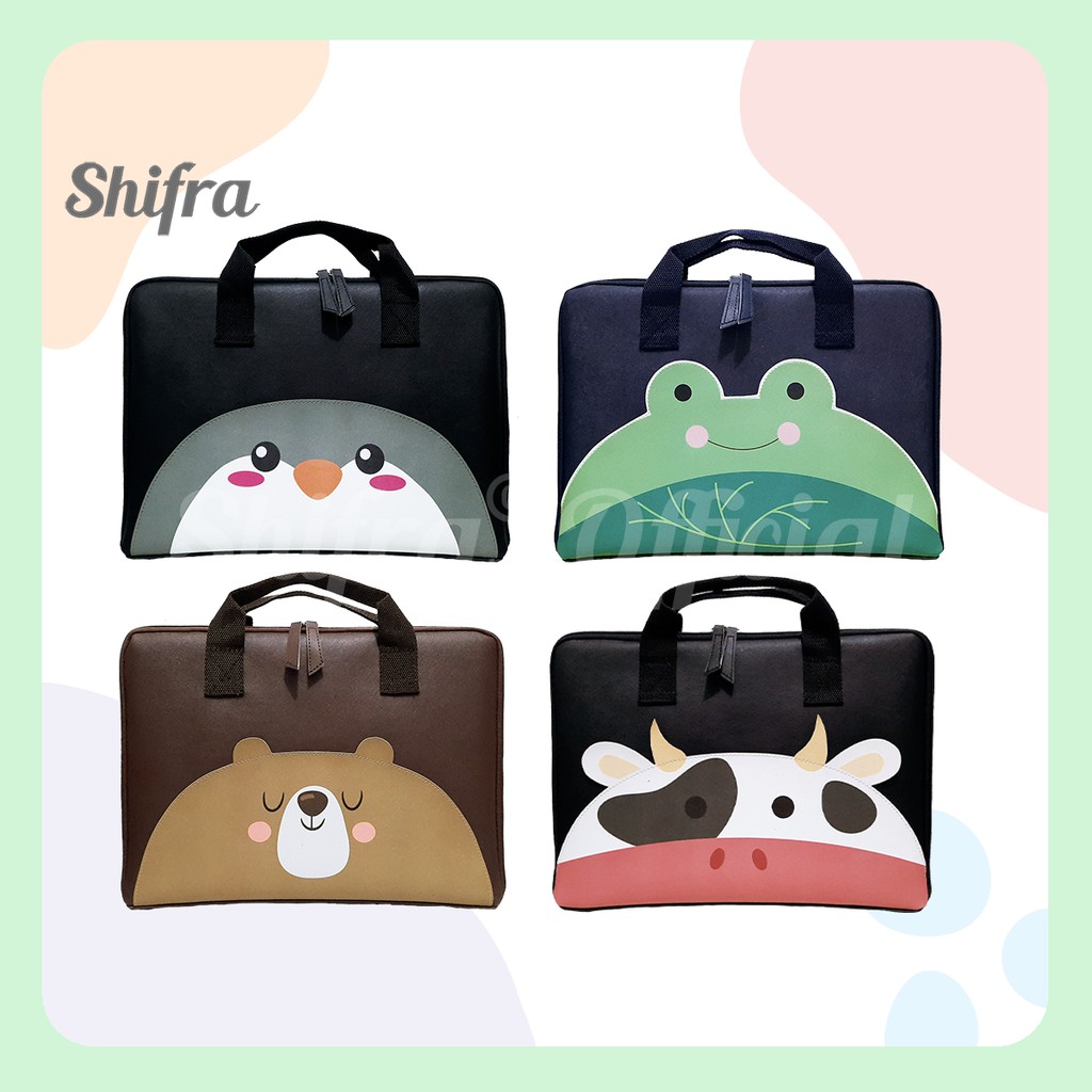 Shifra Tas Laptop Jinjing Animal Face Bear Cow Frog Penguin