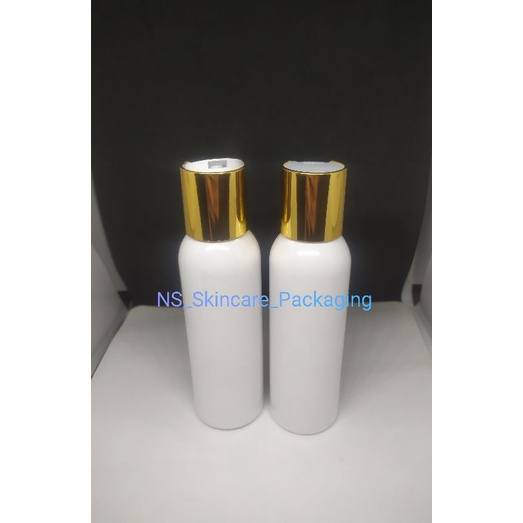 Botol presstop / presson 100ml putih tutup gold