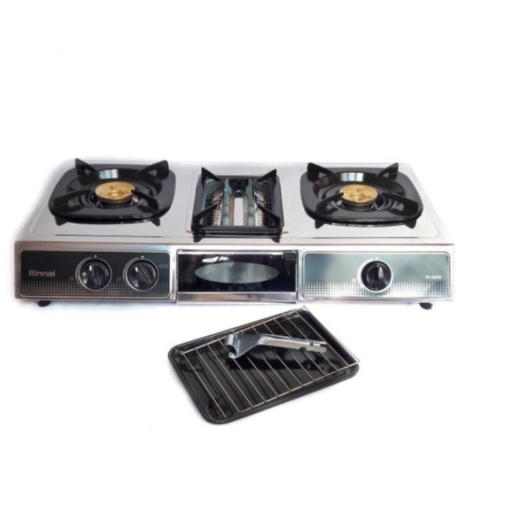 Rinnai Kompor Gas 2 Tungku Plus Grilled RI-524E / RI524E / RI 524 E