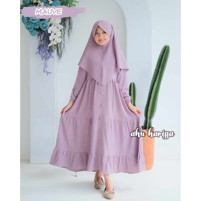 GAMIS ANAK SET ZANILA KIDS ORI AKU KARISSA DRESS SYARI KIDS ITYCREPE MUSLIMAH TERBARU