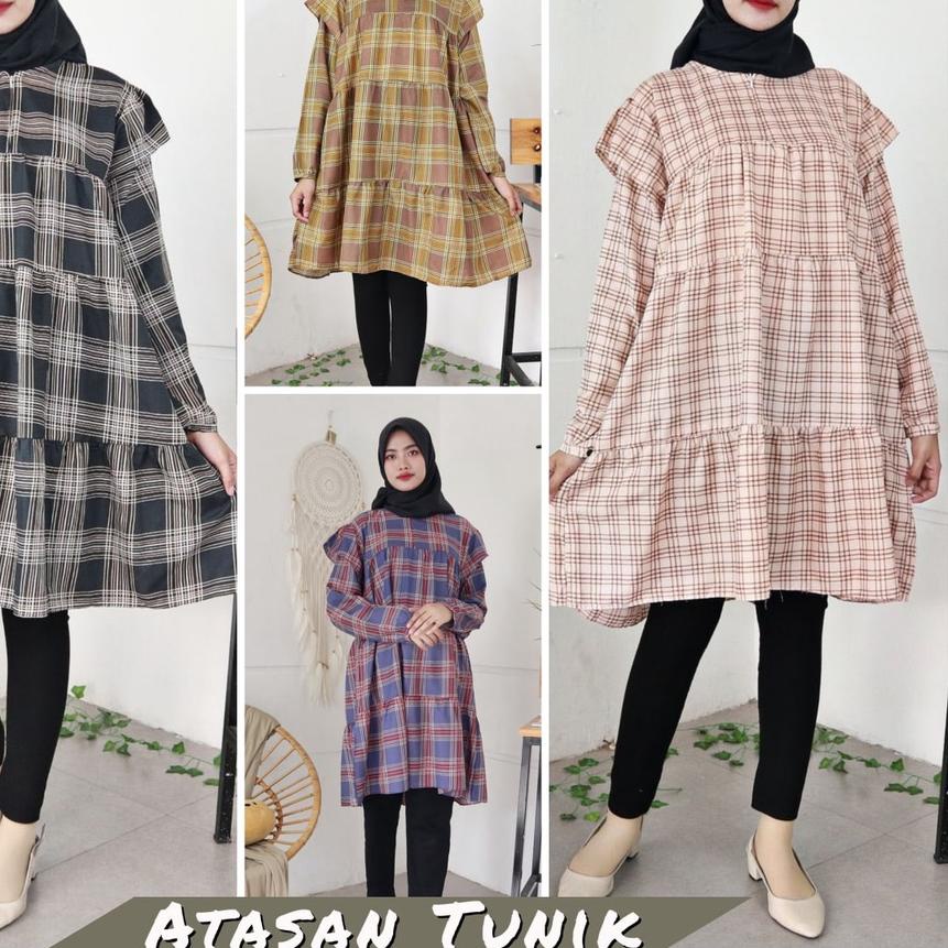 IZANY Blouse Atasan Tunik Wanita Basic Wanita XL Lengan Ruffle bahan RAYON