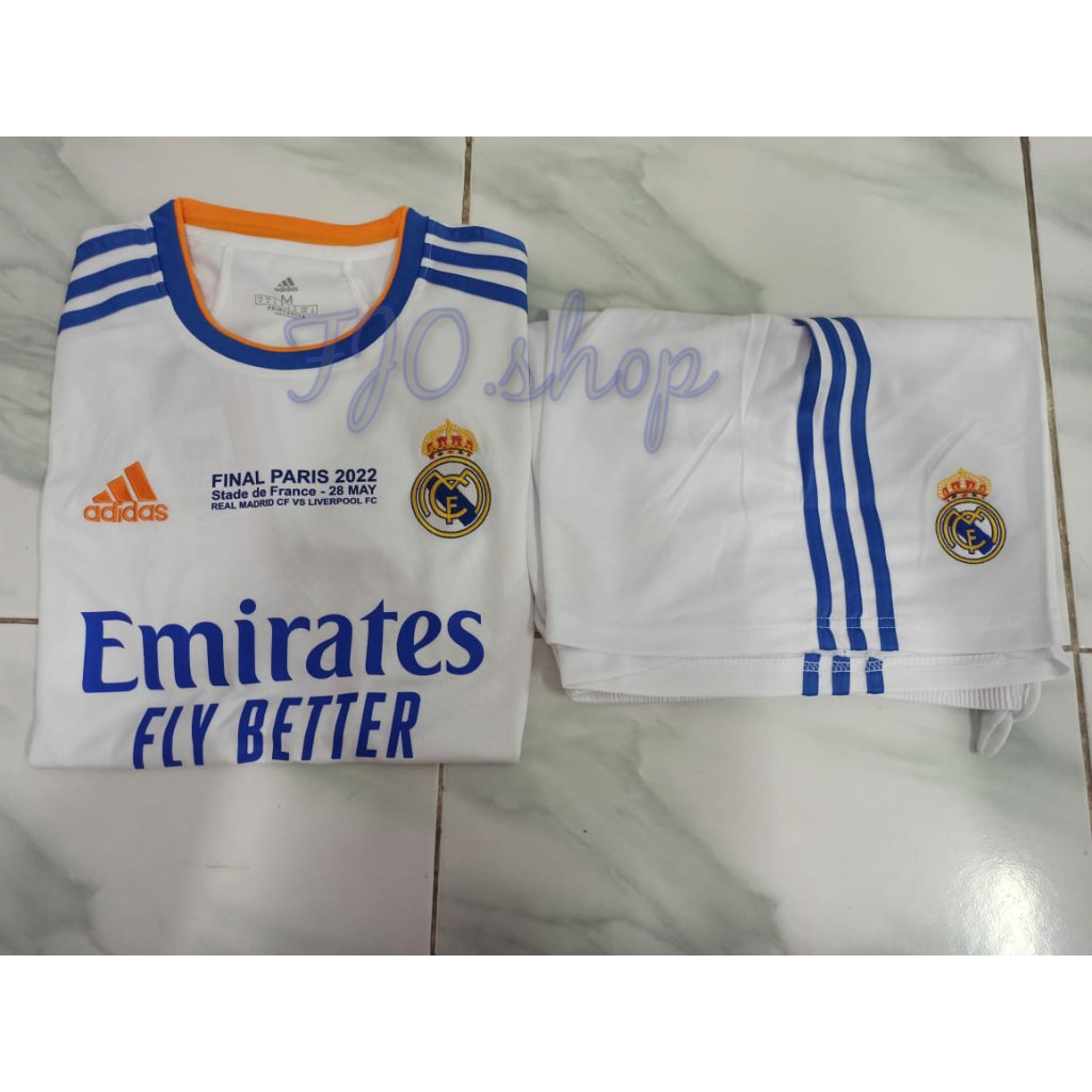REAL MADRID HOME 2021 FINAL UCL + MDT SET BAJU CELANA