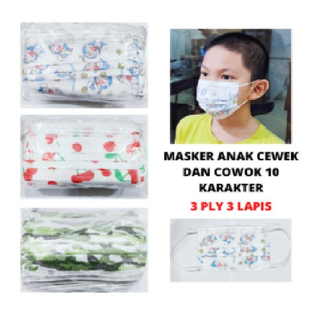 MASKER ANAK KARAKTER 3 PLY ISI 50 PCS- BELLA SHOP