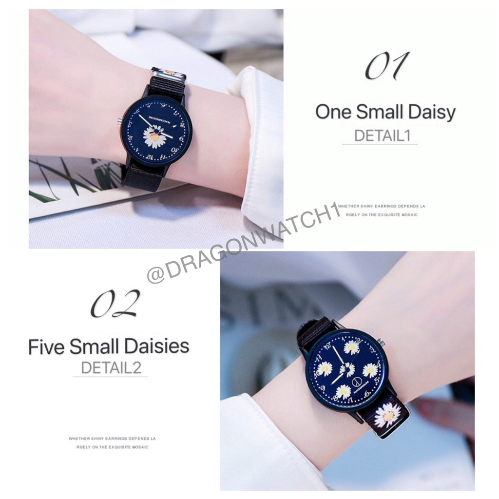 ✅COD-Jam tangan wanita canvas motif bunga daisy jam kain watch fashion kualitas import   S1163