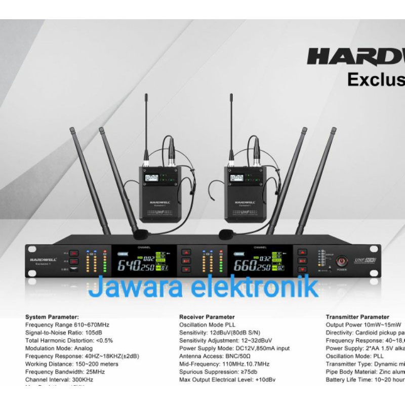 Mic wireless Hardwell Exclusive 1 original 2 mic jepit / 2 mic headset