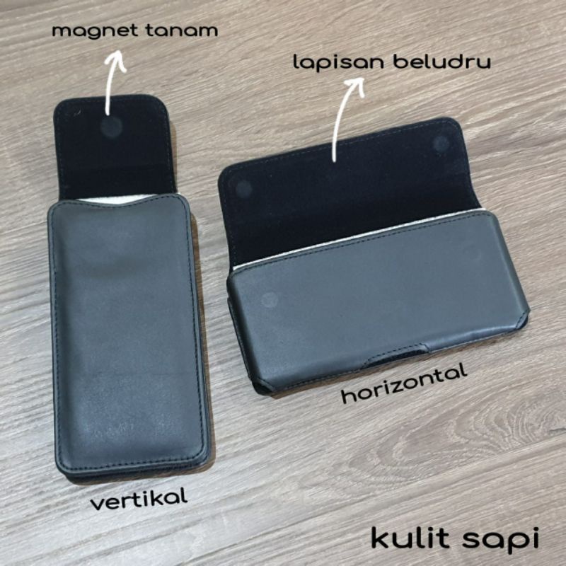 Sarung hp for samsung iphone vivo oppo xiaomi nokia huawei asus kulit asli vertikal horizontal