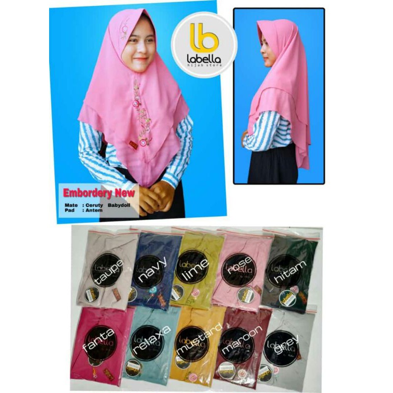 HIJAB INSTAN EMBORDERY NEW ORI BY LABELLA