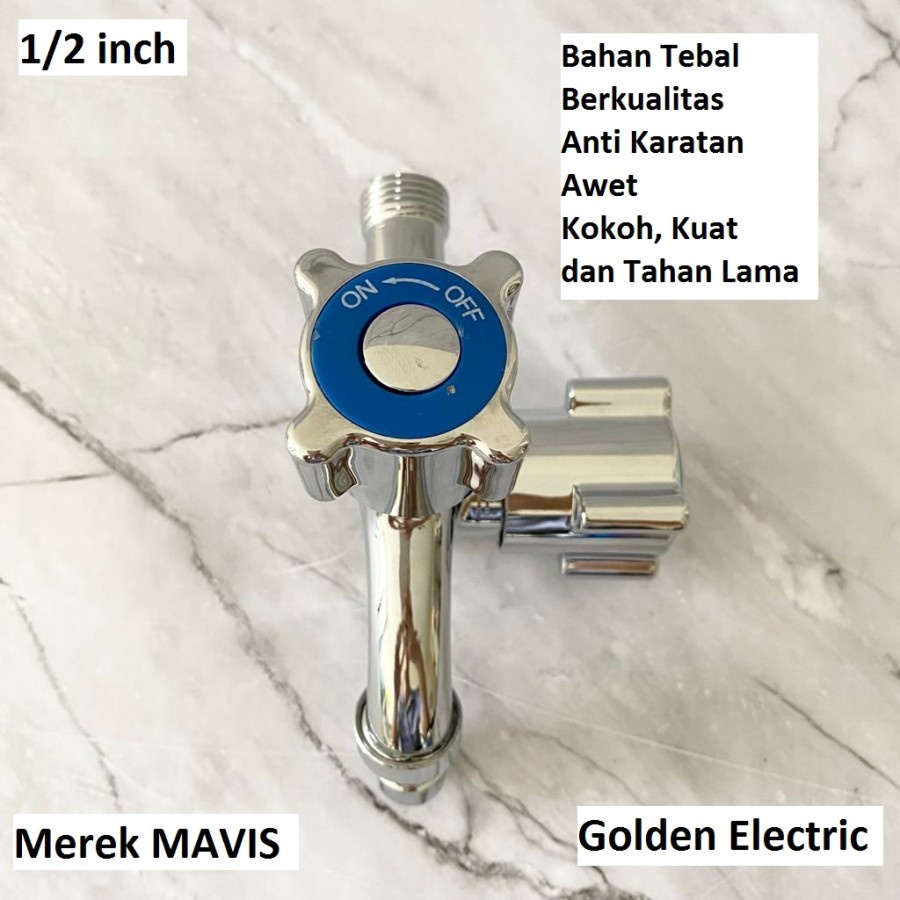 Kran Keran Air Tembok 2 Cabang Stainless Steel 1/2 inch 1/2&quot; ON OFF