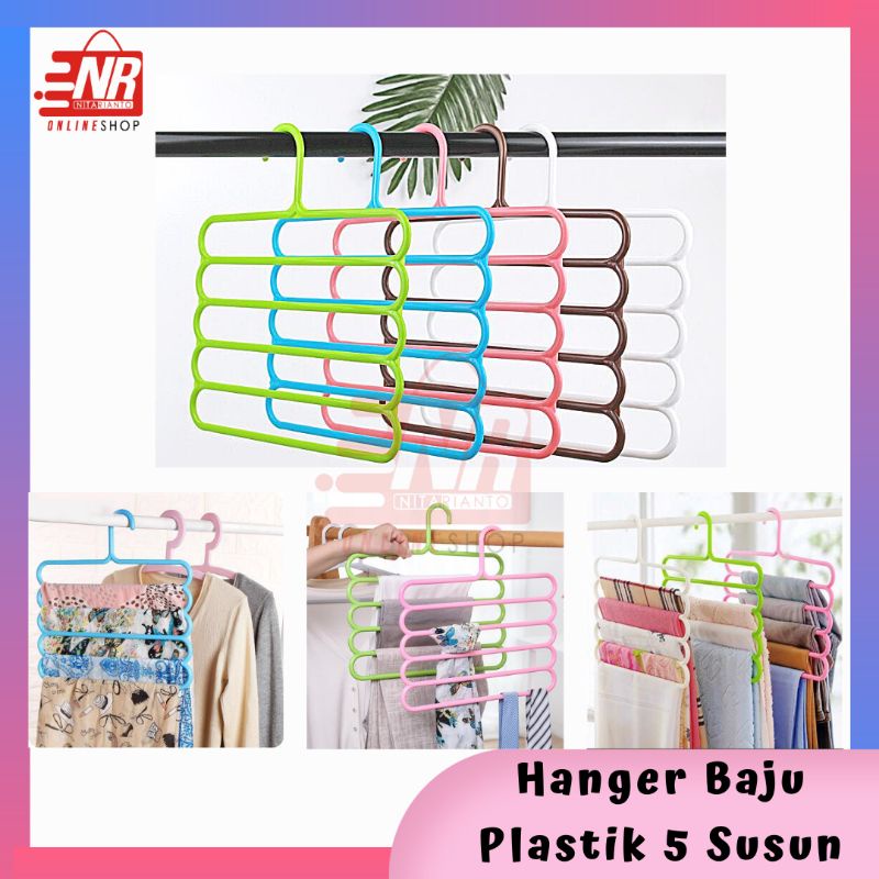 Hanger Baju 5 Susun / Gantungan Hanger Susun / Hanger Hijab / Hanger Baju / 5 Holes Laundry Gantungan Multifungsi Scarf Hijab Pakaian 5 layer