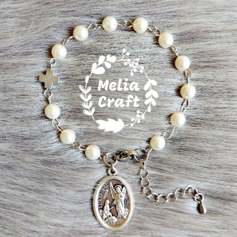 Gelang Rosario Rafael Mutiara Swarovski Rantai Stainless Steel