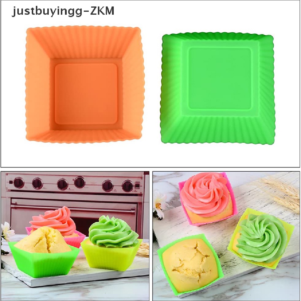 1 / 6PCS Cetakan Cupcake Muffin Bentuk Persegi Bahan Silikon Untuk Alat Dapur