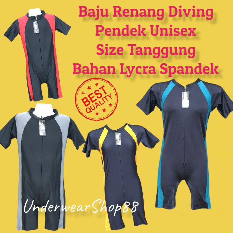 Baju Renang Diving Pendek Anak Tanggung/Baju Renang Diving Pendek Unisex/Baju Renang Anak Tanggung/Bahan Lycra Spandek/Umur 9thn - 15thn