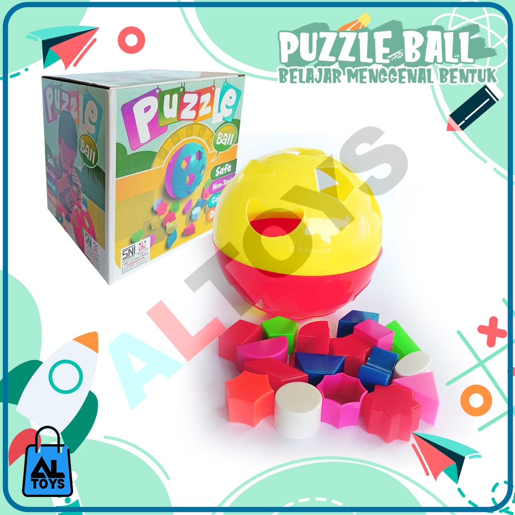 Mainan Edukasi Belajar Menggenal Bentuk Puzzle Ball / Kubus / Bebek Shape