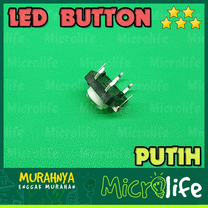 TOMBOL LED NYALA PUTIH 12x12x7.3MM