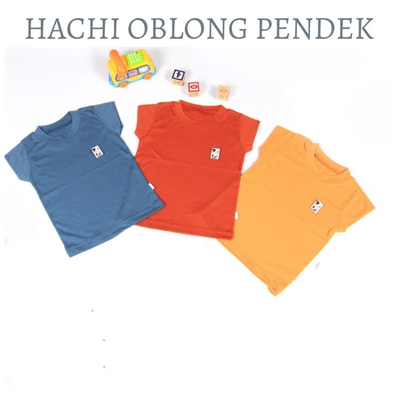 HACHI KAOS ATASAN 3 pc OBLONG PENDEK STALI WARNA TUA