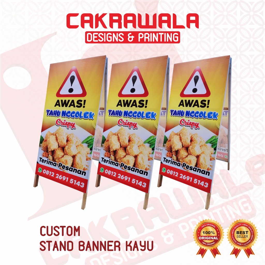 STAND BANNER KAYU CUSTOM UKURAN - SEGITIGA BANNER - A BANNER - STANDING BANNER CUSTOM
