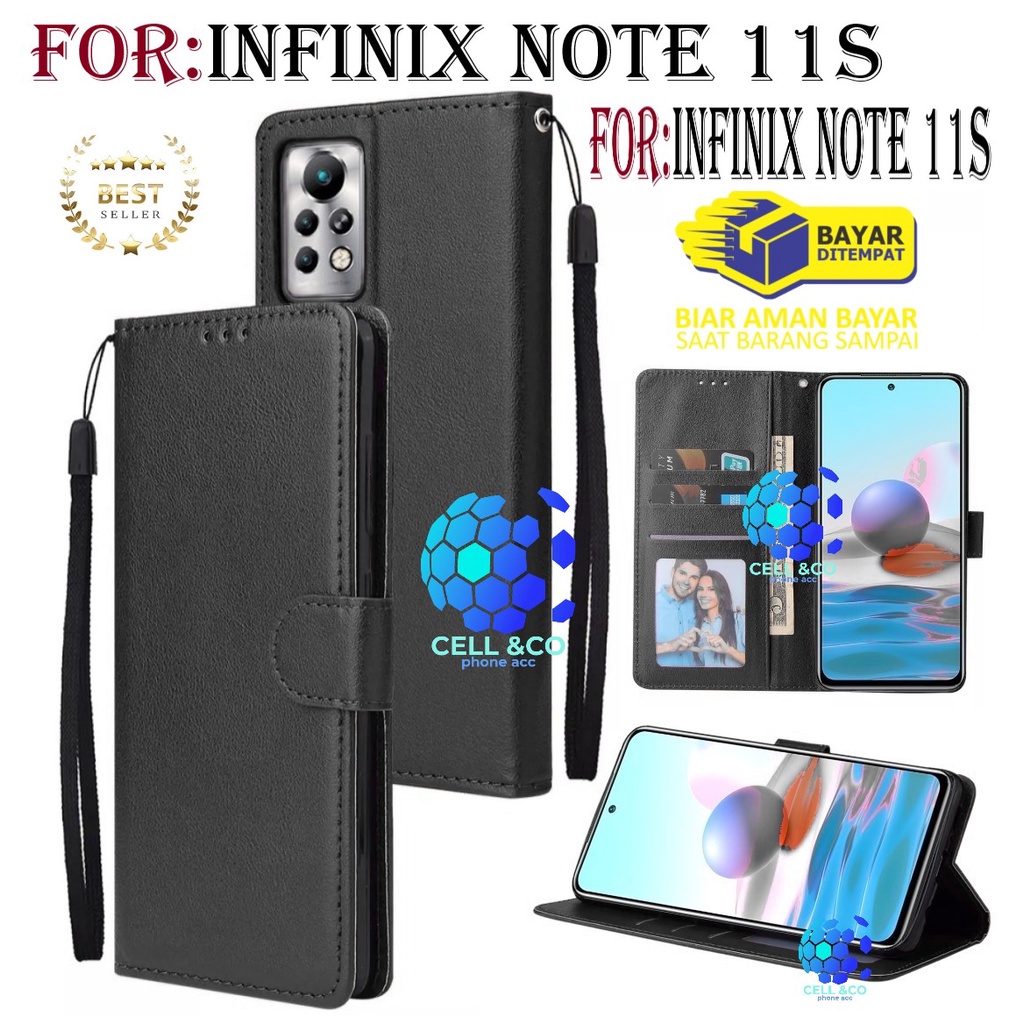 INFINIX NOTE 11S CASE FLIP LEATHER WALLET PREMIUM FLIP CASE BUKA TUTUP KESING HP CASING FLIP CASE WALLET INFINIX NOTE 11S