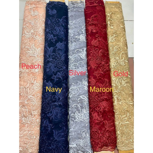 PROMO!!!Kain Tulle Lace Embordir Bunga Ceplok Rambat