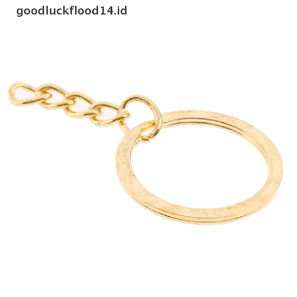 [OOID] 20 Pcs/lot 28mm Length Key Gold Silver Chains Key Ring Round Keychain ID