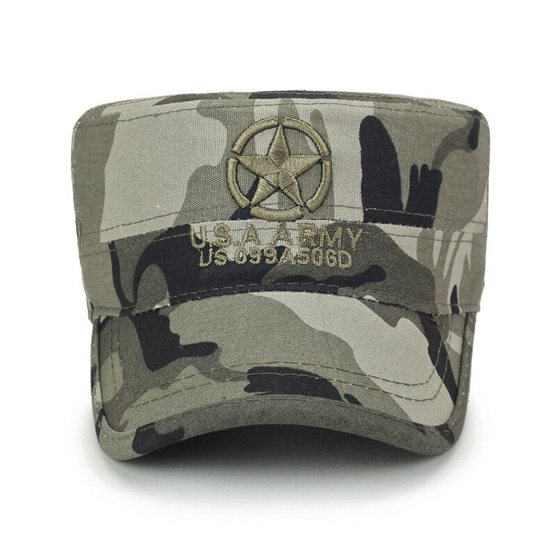 Topi Militer Motif Bordir Bintang Bahan Katun Untuk Pria