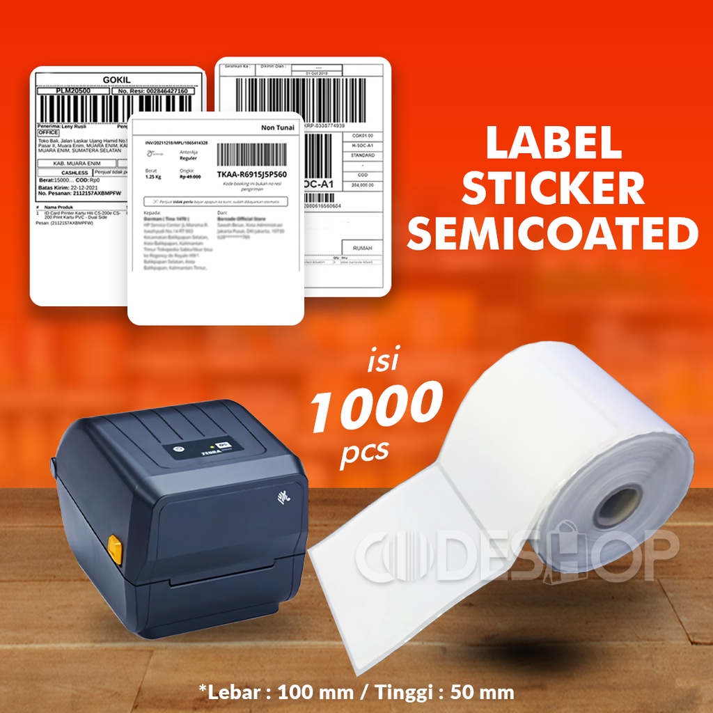 LABEL BARCODE 100 X 50 1 LINE KERTAS STIKER LABEL SEMICOATED 100X50