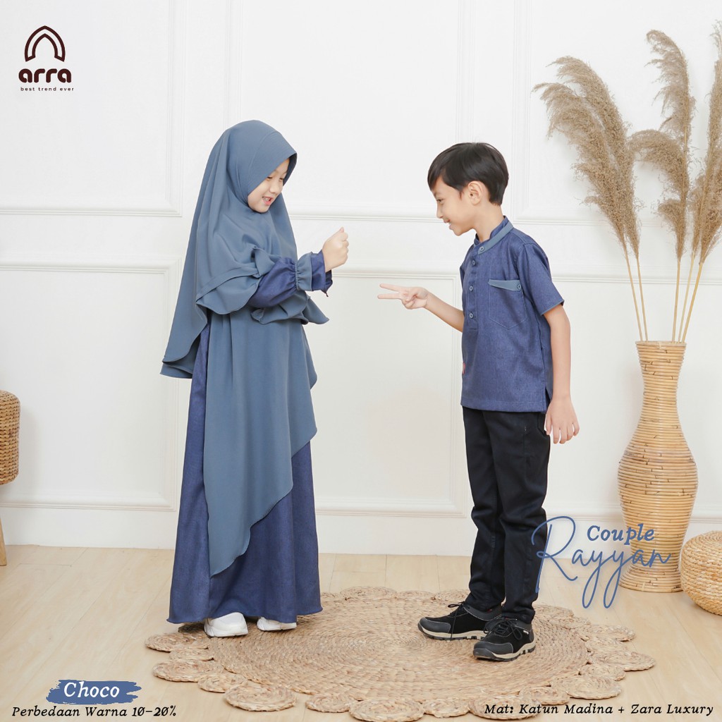 Gamis Sarimbit Keluarga Ayah Ibu Anak Series Rayyan Warna Navy Original Premium Pasangan Couple Busana Muslim Kapel Kondangan Terbaru