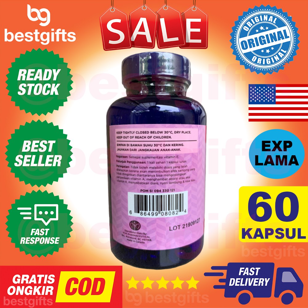 WELLNESS NATURAL VITAMIN E 400 IU 400IU ANTIOXIDANT DAYA TAHAN TUBUH JANTUNG ANTI AGING 60 KAPSUL