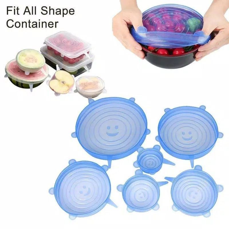 Silicone Penutup Rantang Makanan Buah Food Cover Serbaguna 1 Set / Silikon Karet Silicone Food Cover