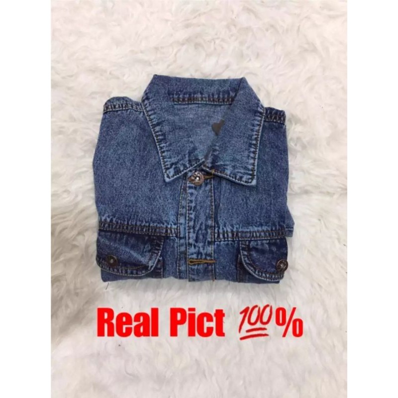 BISA COD JAKET JEANS CROPPED RAWIS SNOW BLUE