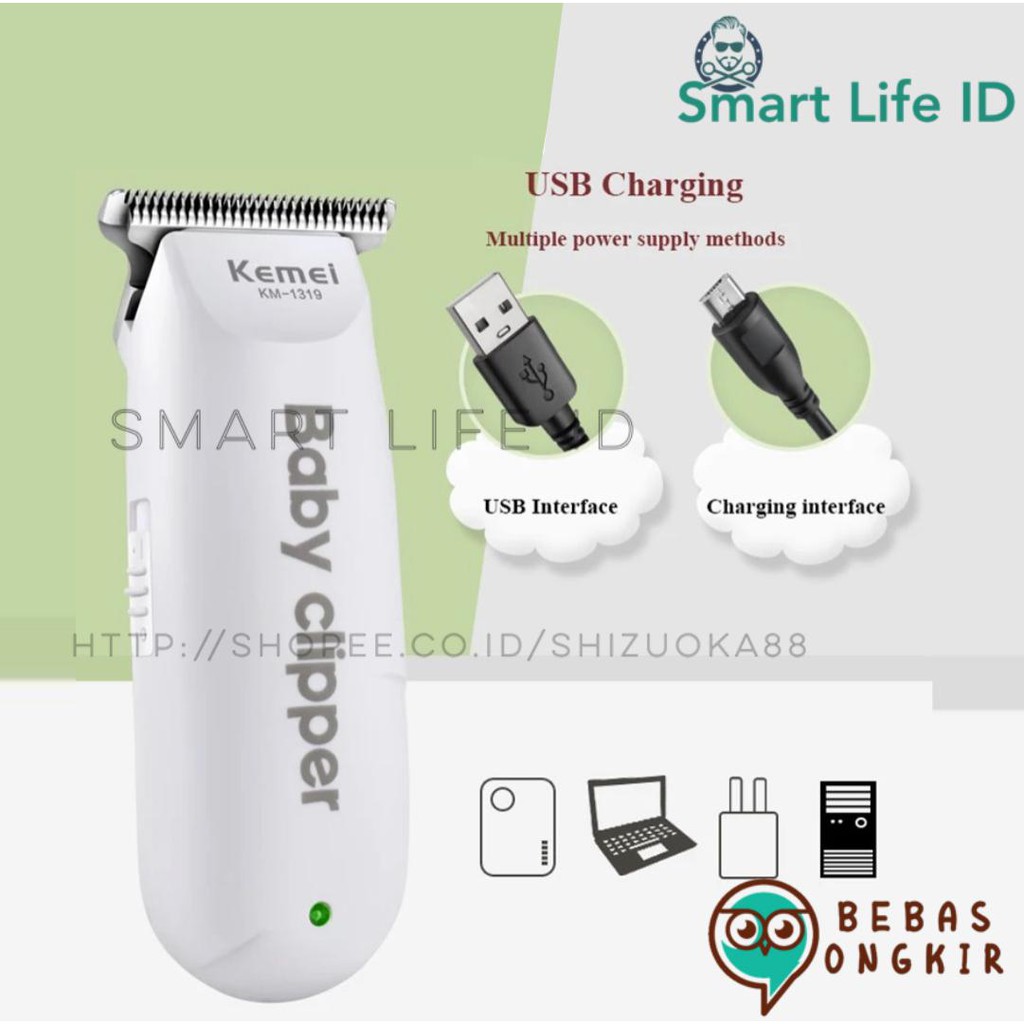 Kemei KM 1319 Alat Cukur Rambut Cukuran Bayi Anak Elektrik Baby Hair Clipper Trimmer Razor KM-1319