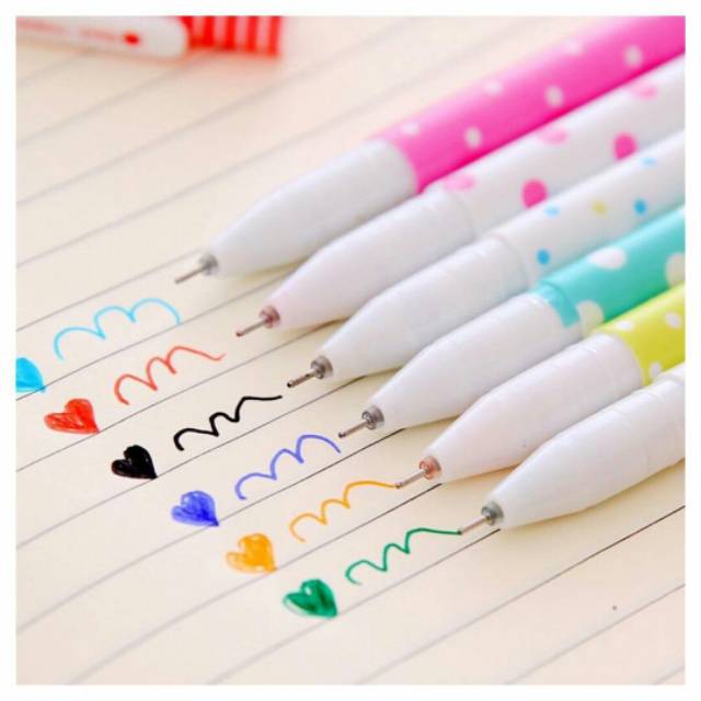

Pulpen Gel Set Warna Warni Motif Polkadot