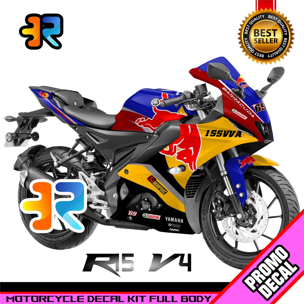 Decal Motor R15 V4 New 2022 Desain Red Bull Sticker Decal Full Body